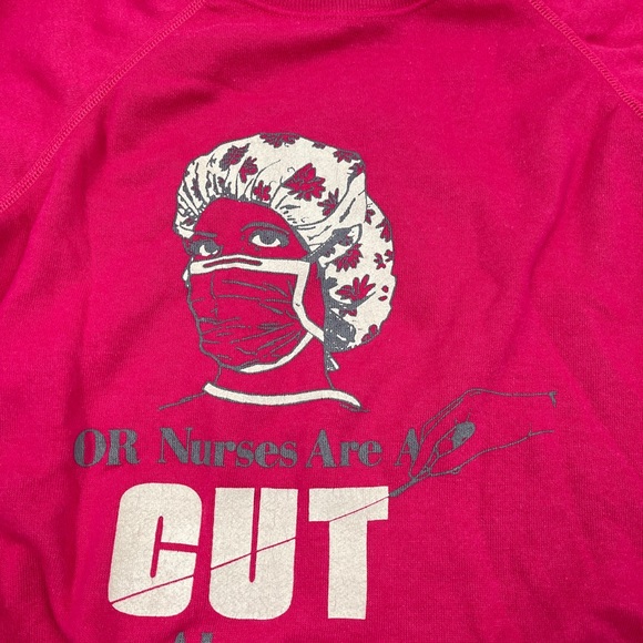 Vintage Hanes USA Pullover Sweatshirt OR Nurses Are Cut Above Pink - Picture 4 of 7